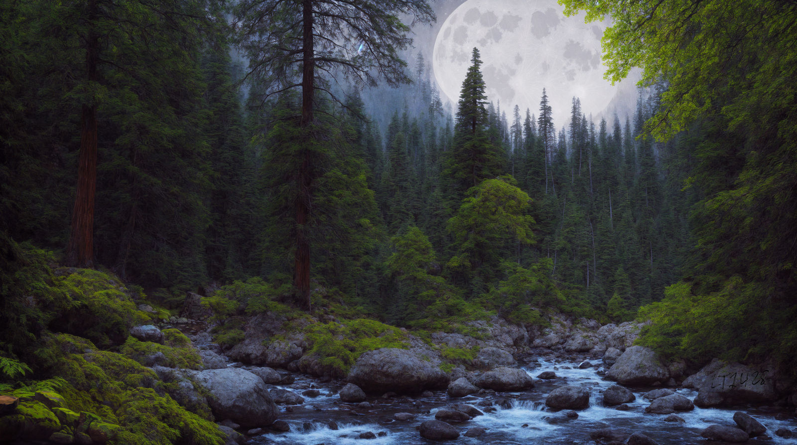 MEGA moon and the creek.