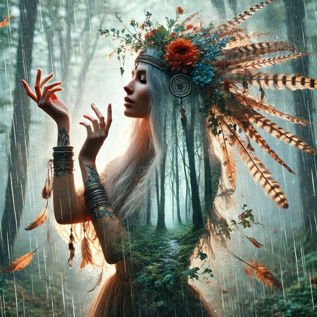 double exposure beautiful fantasy DALL-E 3 portrait landscape..