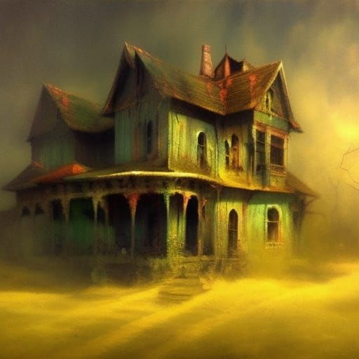 Haunted house ;

triadic colors ; light and shadows

; as pa...