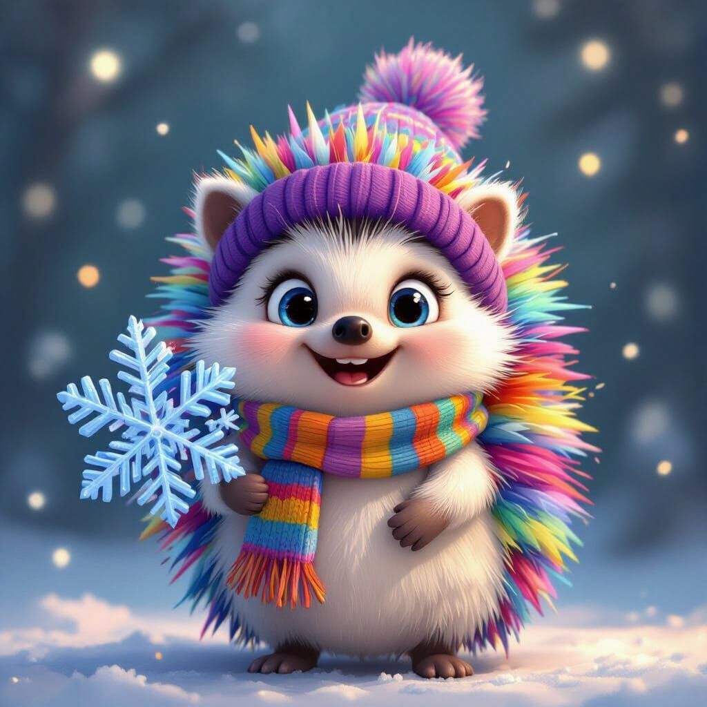 Colorful Winter Hedgehog