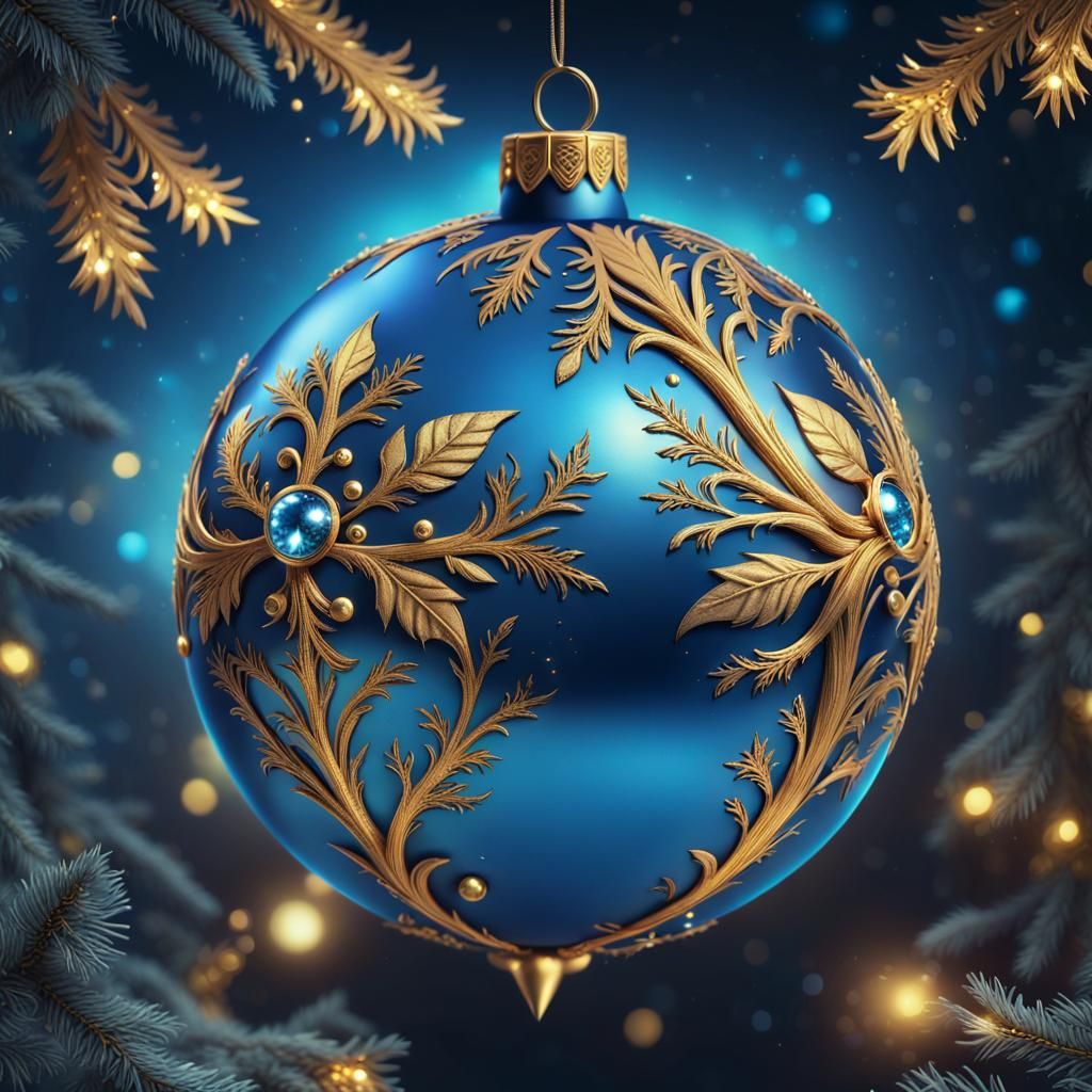 синий новогодний шар - AI Generated Artwork - NightCafe Creator