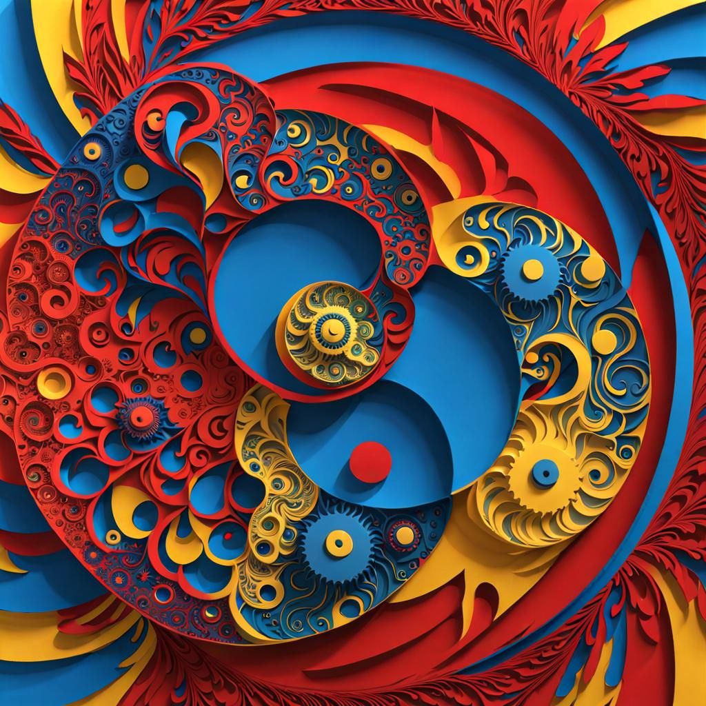 Yin & Yang, Kirigami paper cut art - var 015