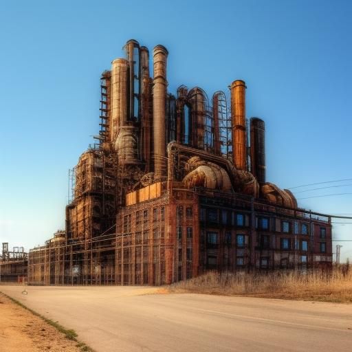 <lora:Alt-Eraserpunk:1.0> Old oil refinery