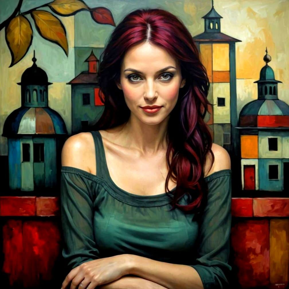 Elegant Portrait of a Confident Woman in Vibrant Colors