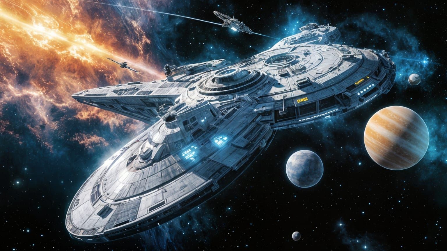 Federation Space Station Orbiting Alien Planet