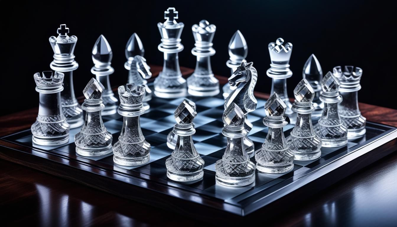 Crystal  Chess set,  quartz points, intricate details, HDR, ...