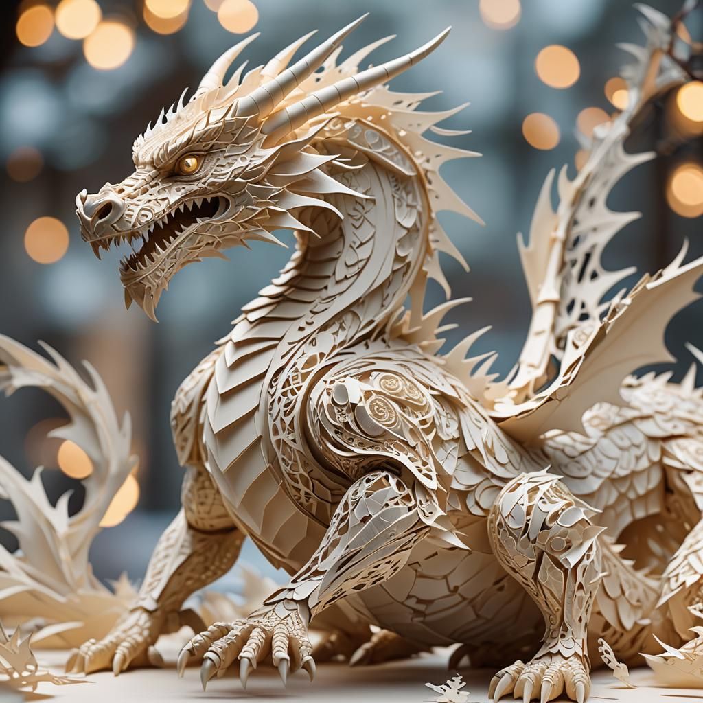 Kirigami dragon  by @Midnight Blossom