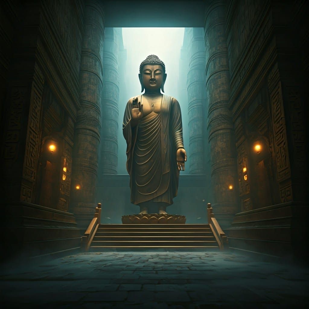 Ancient Buddha in Ethereal Glow