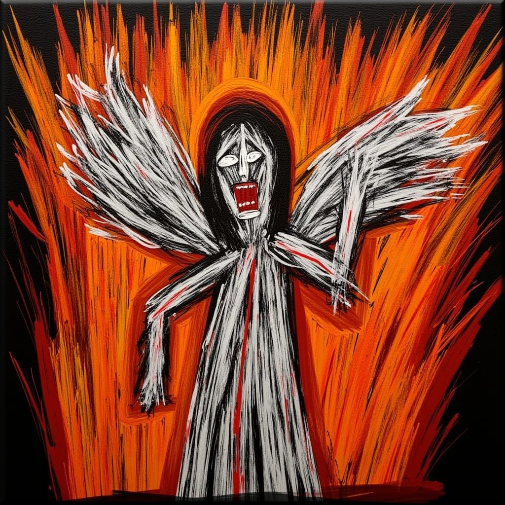 Angel in Fierce Impasto Flames