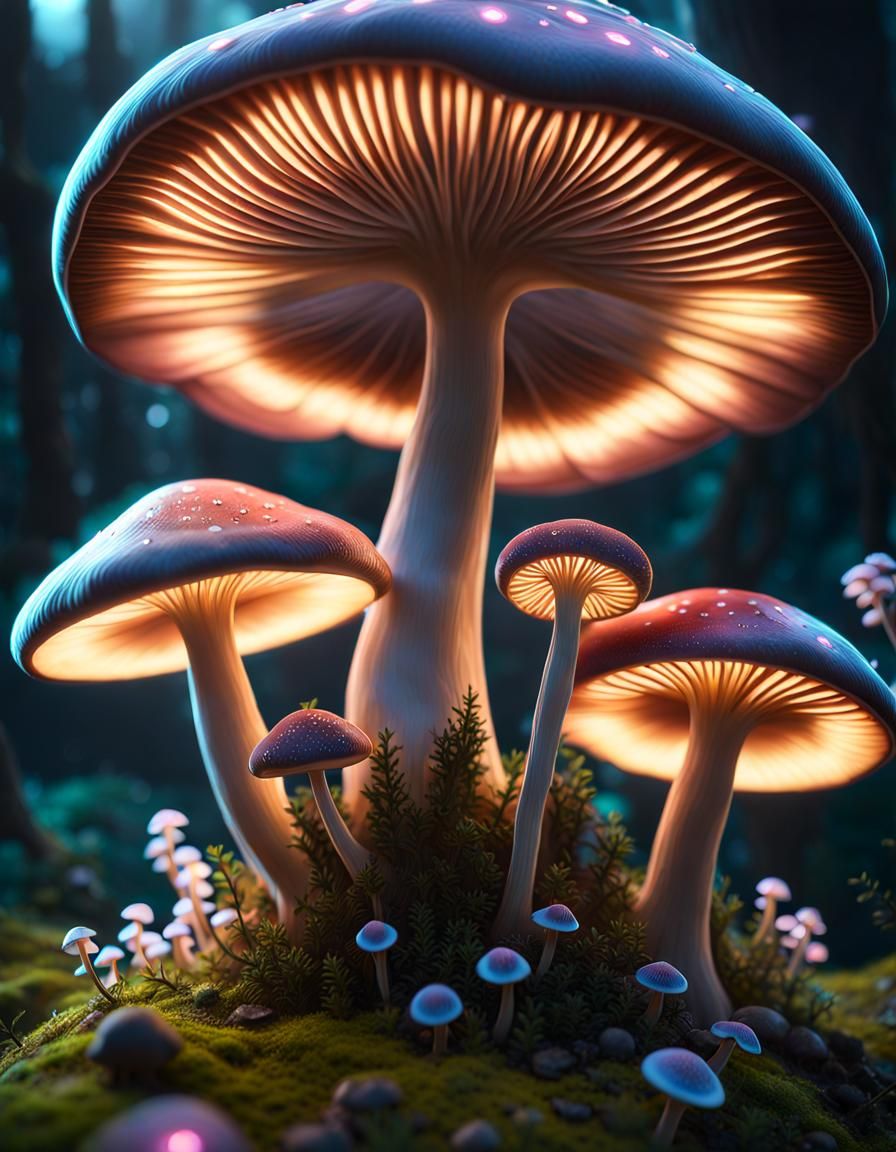 Illuminating Mushrooms - AI Generated Artwork - NightCafe Creator