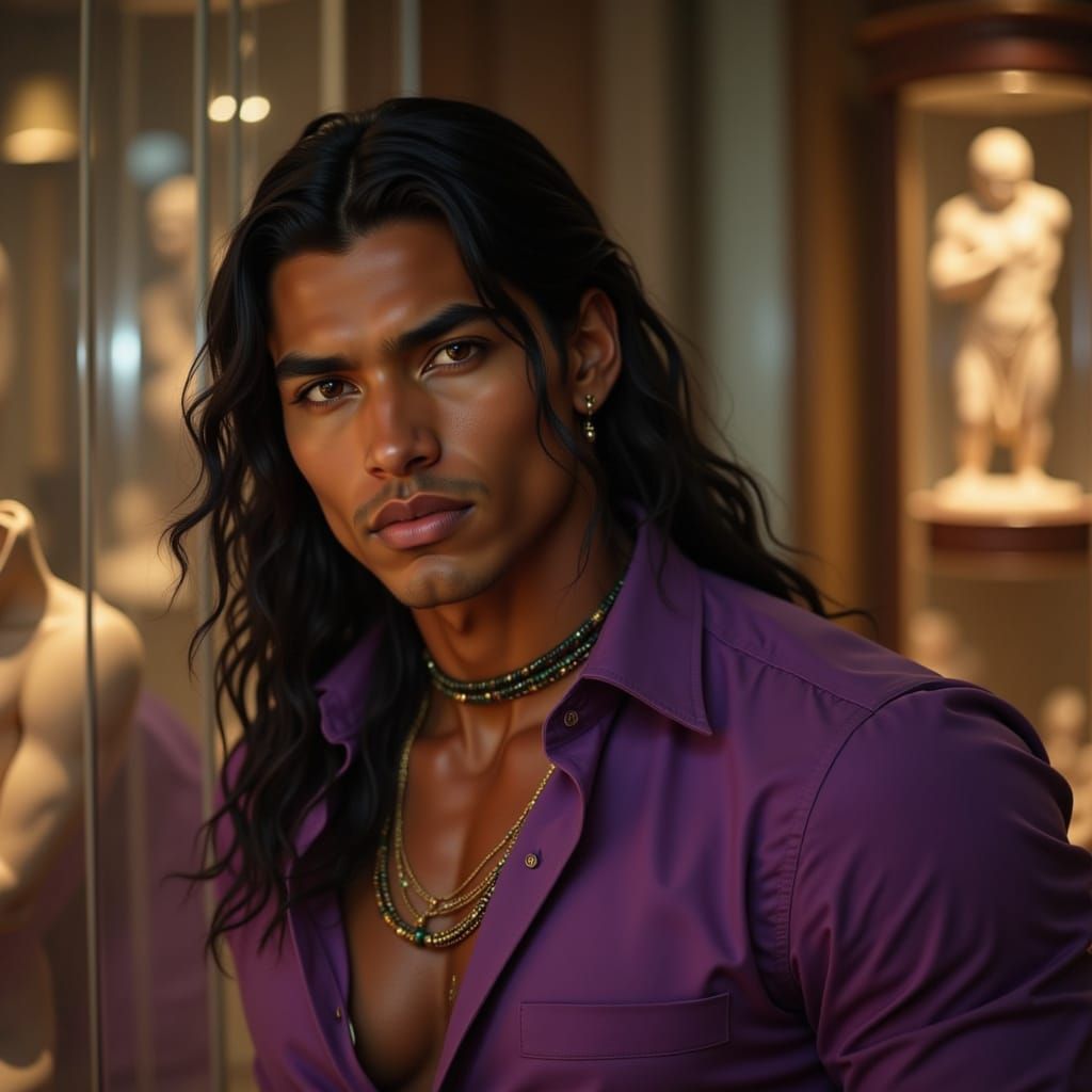 Clean shaven, smooth skin no facial hair wide shoulders powerful arms and shoulders wide chest, pectoral muscles hyper detailed photorealist...