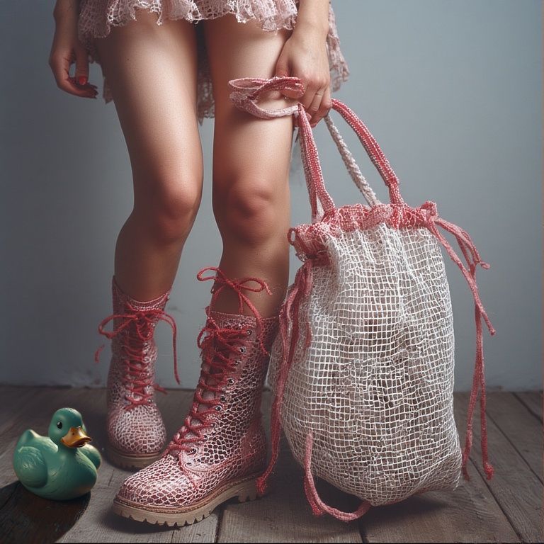 Mesh bag and boots