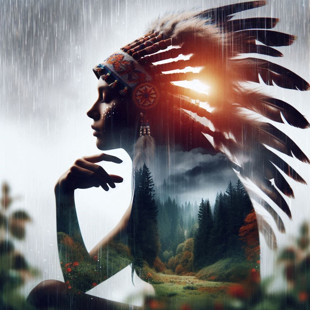 double exposure beautiful fantasy DALL-E 3 portrait landscap...