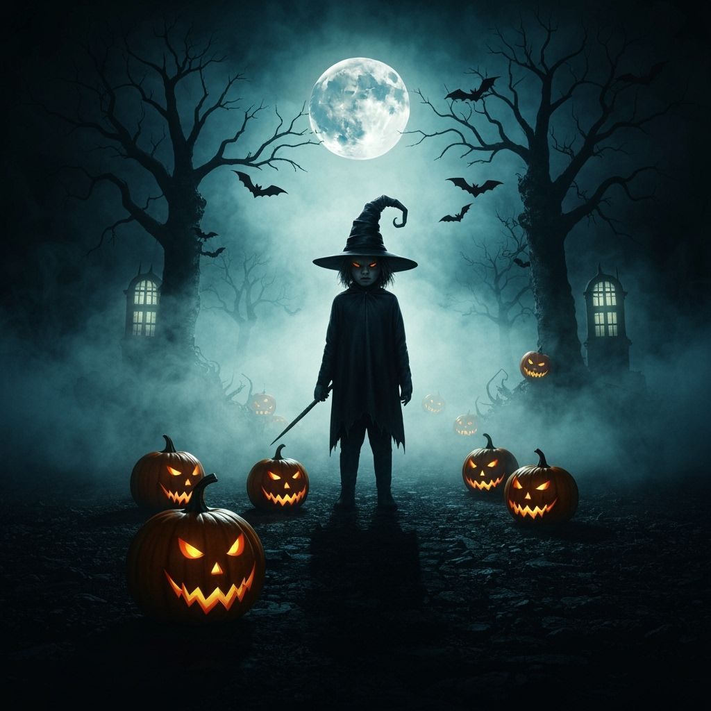 Zombie girl in pumpkin patch