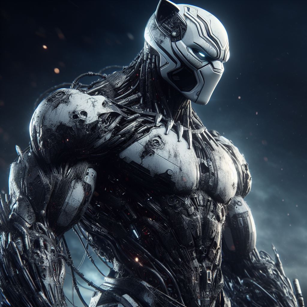 Cyber white panther warrior
