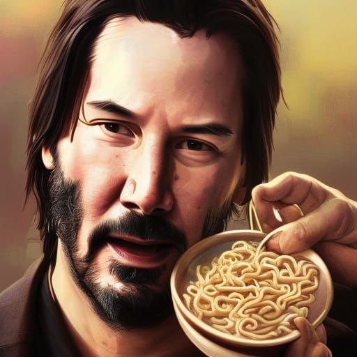 Keanu Reeves eating Ramen