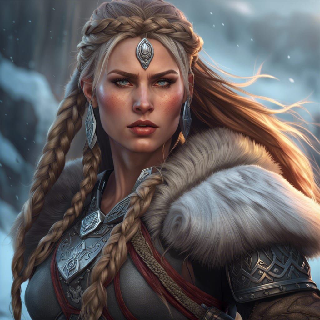 Enchanting Gothic Woman with Viking Braids and Mysterious Charms, AI Art  Generator