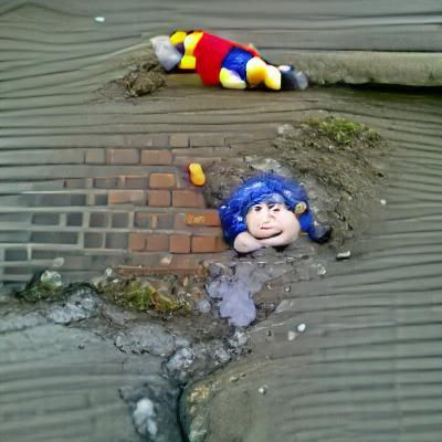 Noddy lying in the gutter after a week-long amphetamines ben...