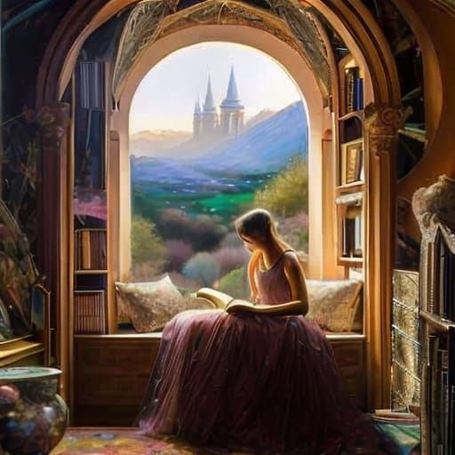 Reading in my attic  by @Donna