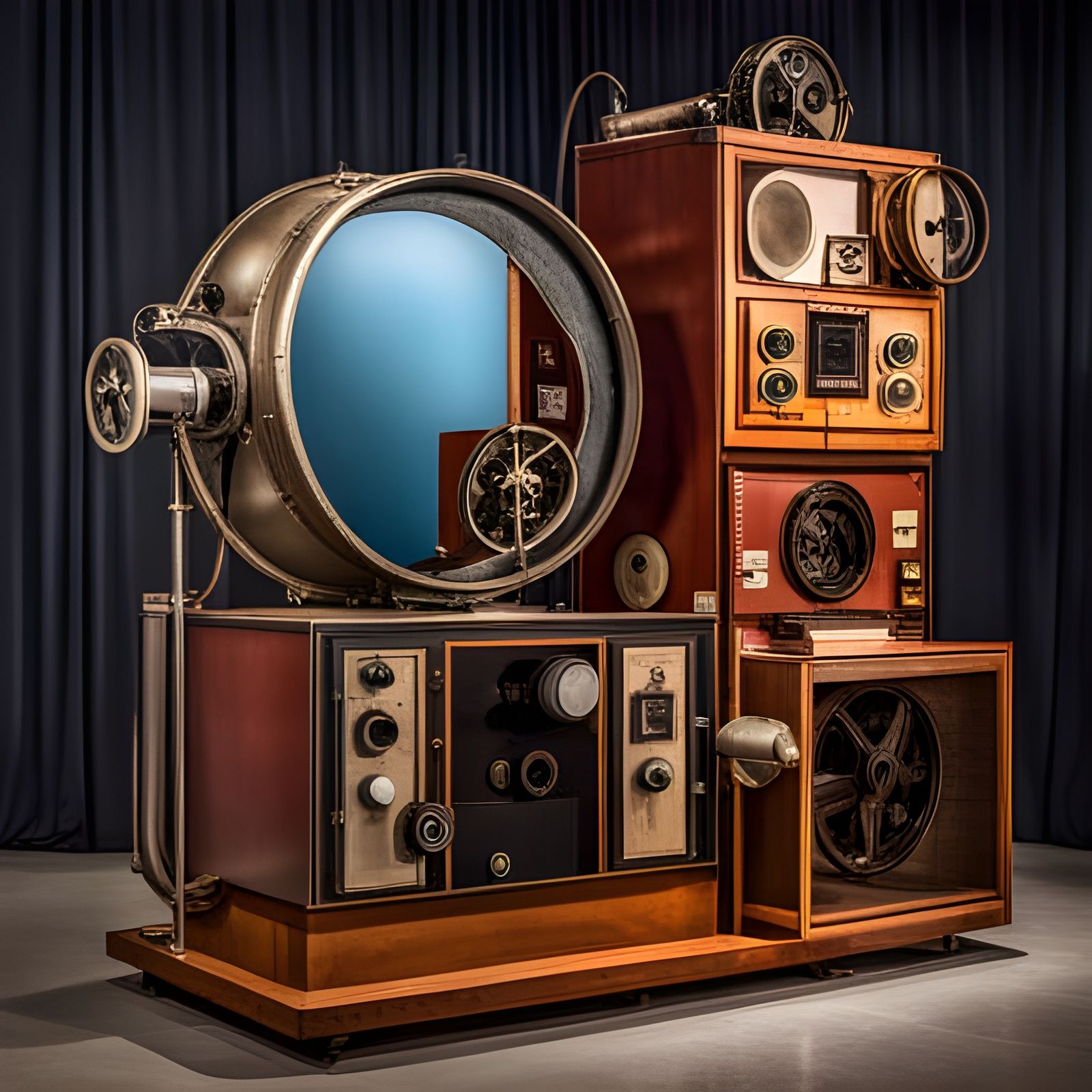Fascinating display from the museum of steampunk television sets.  by @David
