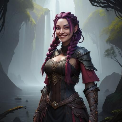 A girl smiling with braids