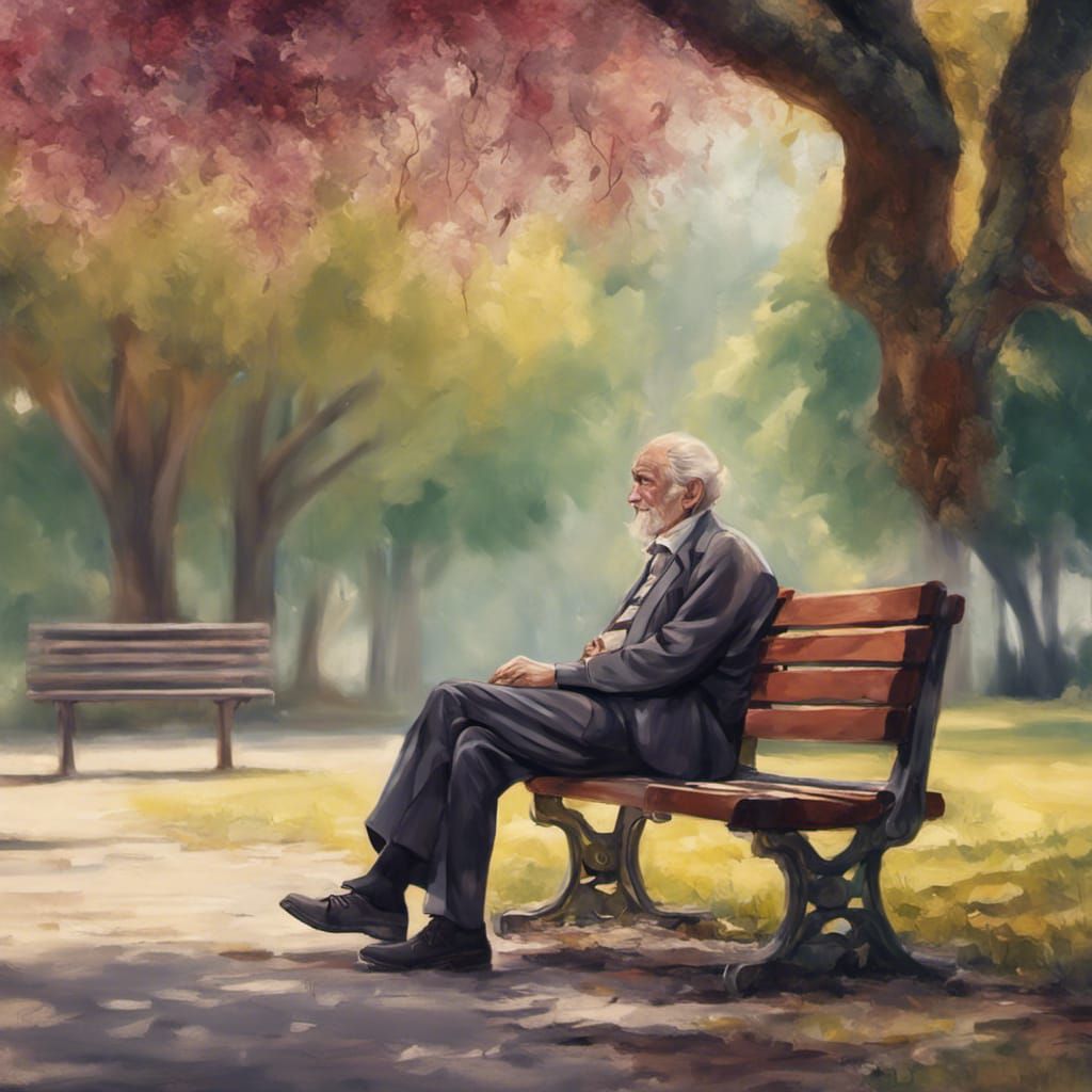 an old gent sitting at a park