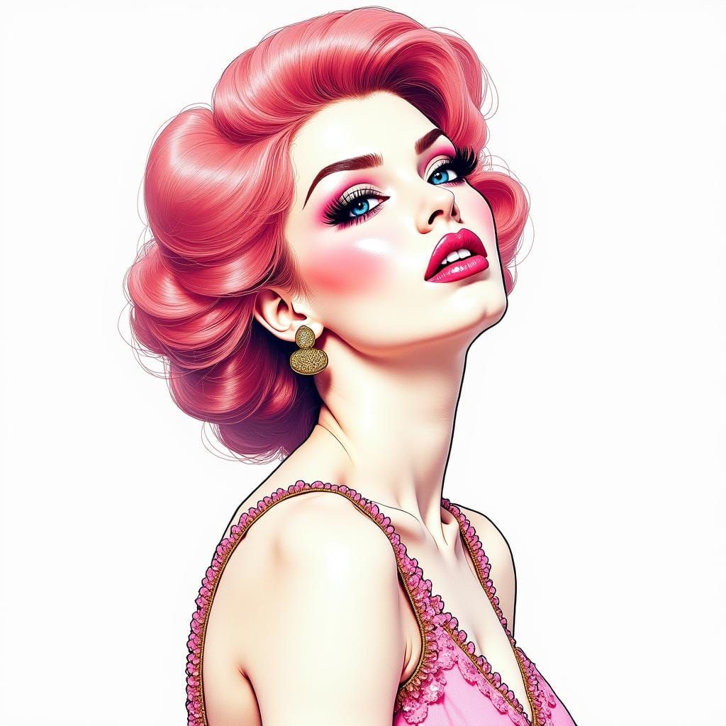 Exquisite Rock Diva: Volumetric Watercolor & Ink