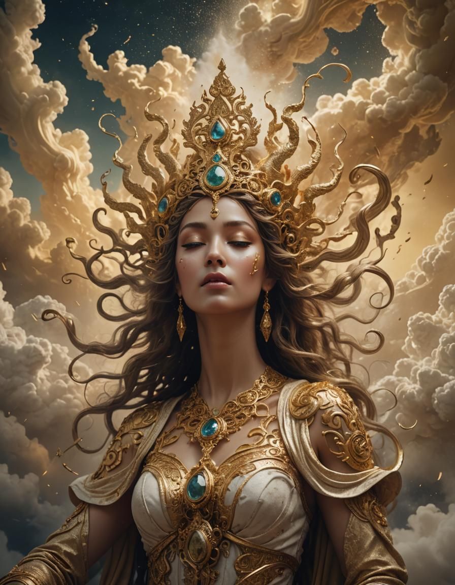 Golden Sky Goddess 2 - AI Generated Artwork - NightCafe Creator