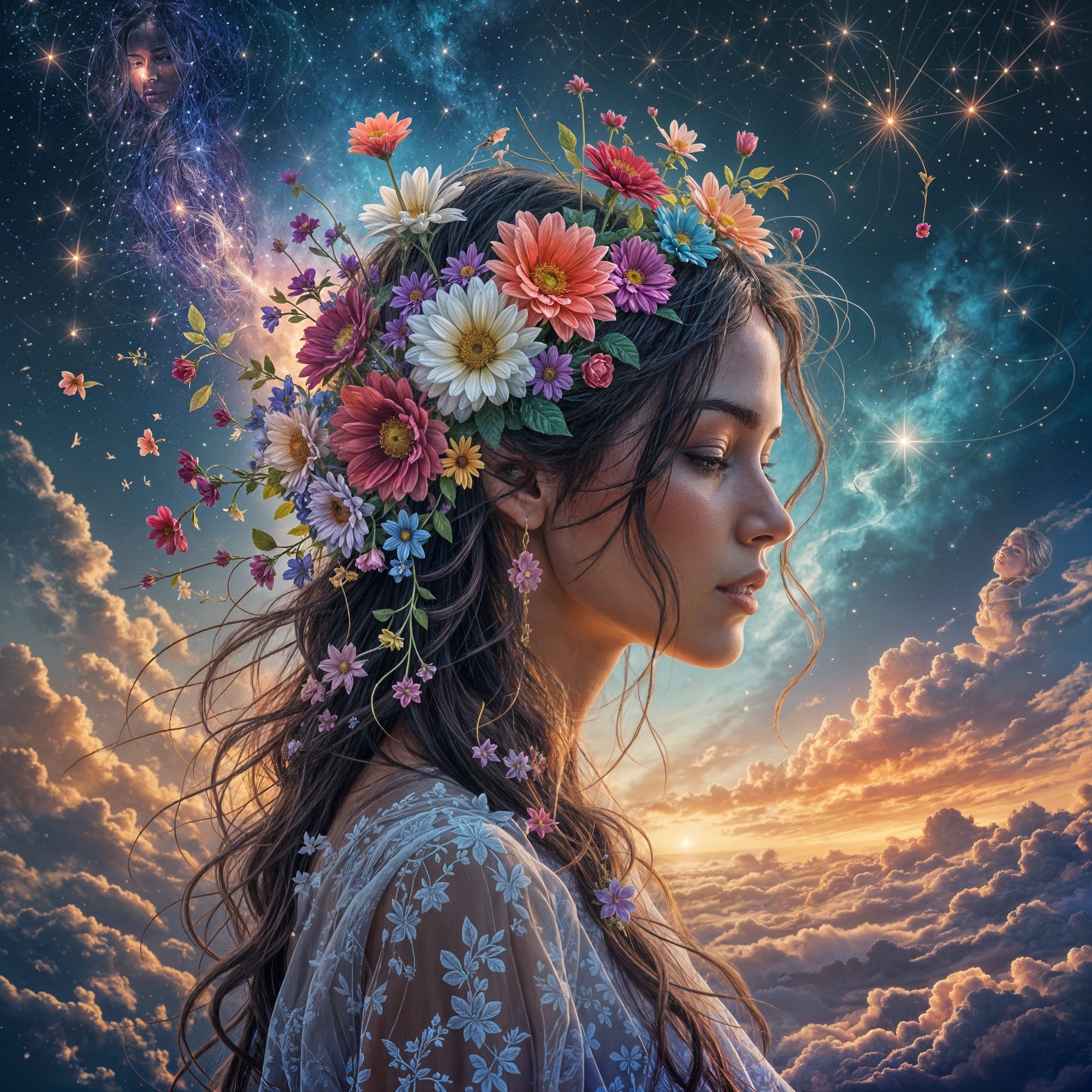 Life's Tangled Threads: A Woman's Struggle through Love, Pain, and Freedom flower both vidrent and wilted 