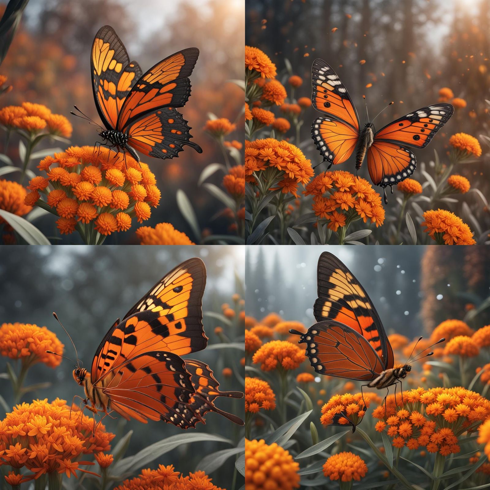 Orange colour butterfly on Butterflyweed Asclepias tuberosa ...