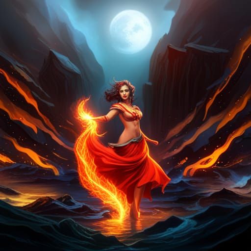 Dancing ocean queen in fire legendry create