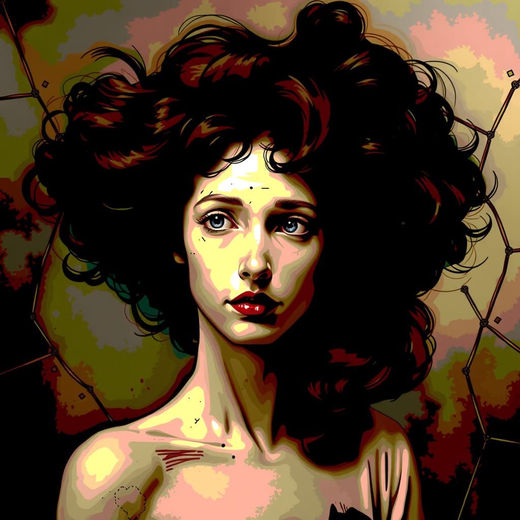 Lost and Confused Young Woman in a Mysterious Landscape