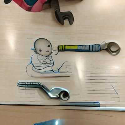 A wrench and a pen protecting a baby