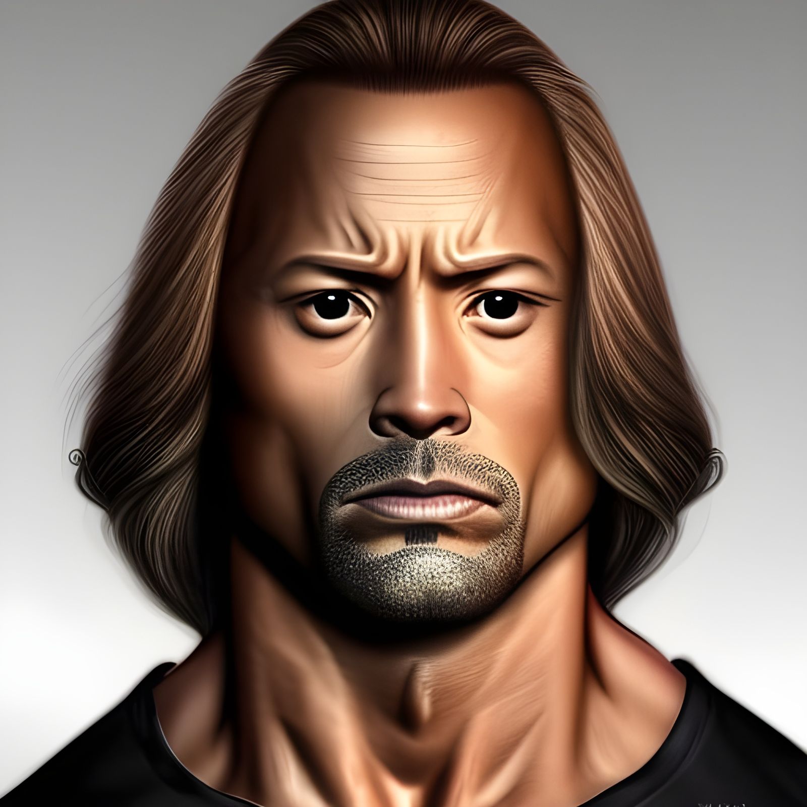 Dwayne Johnson doing his eyebrow face towards the, Stable Diffusion