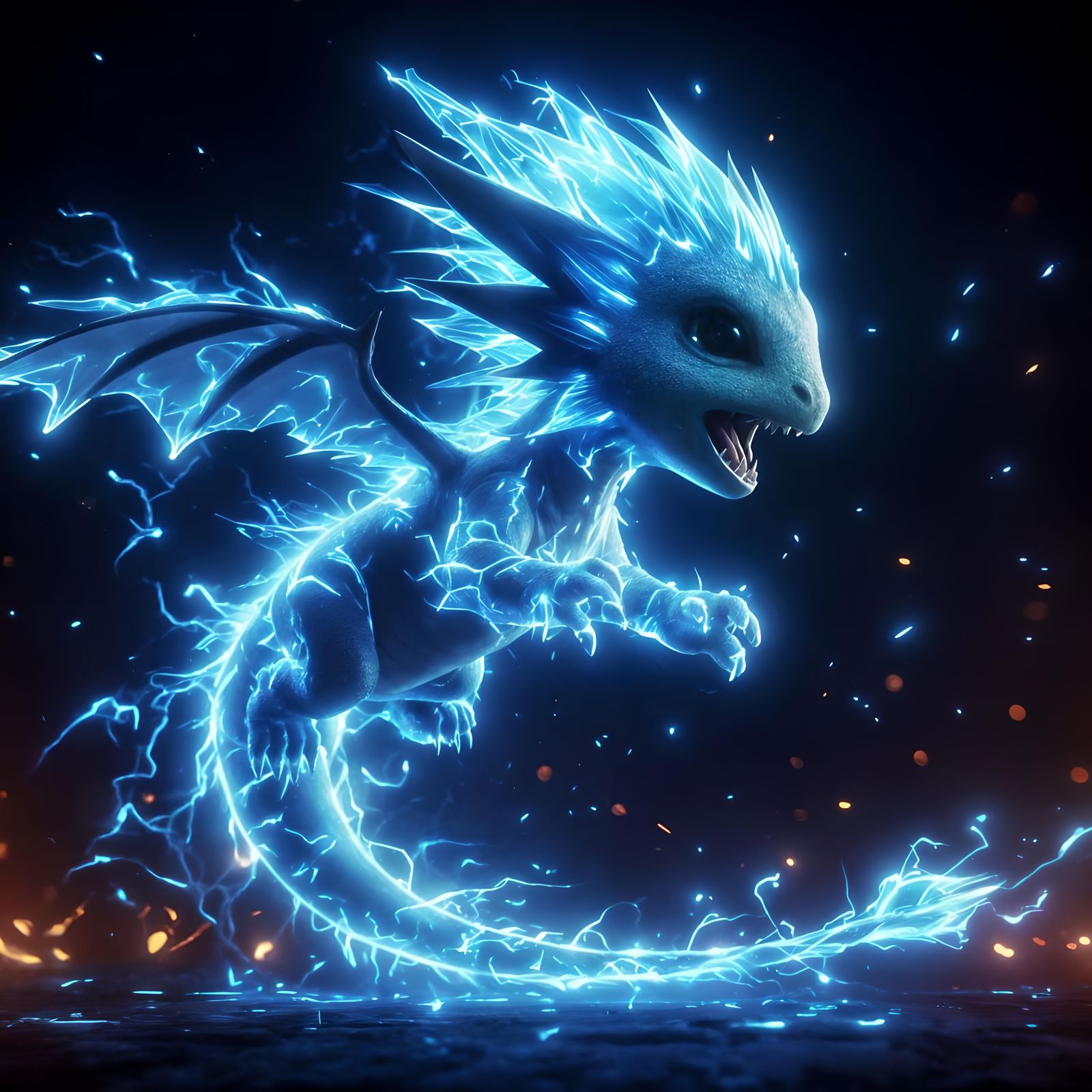 Blue Dragon made of Lightning