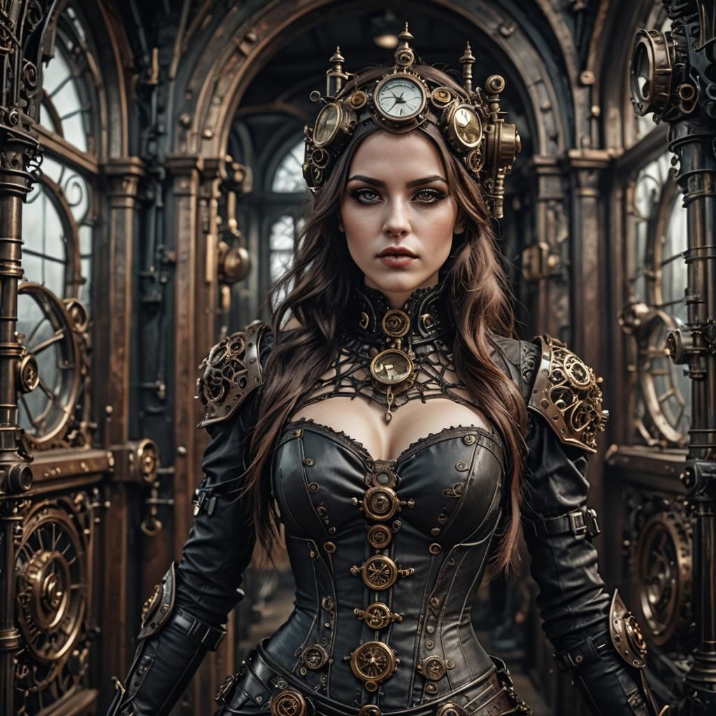 photo realistic, unclad gothic steampunk female intricate details, HDR ...