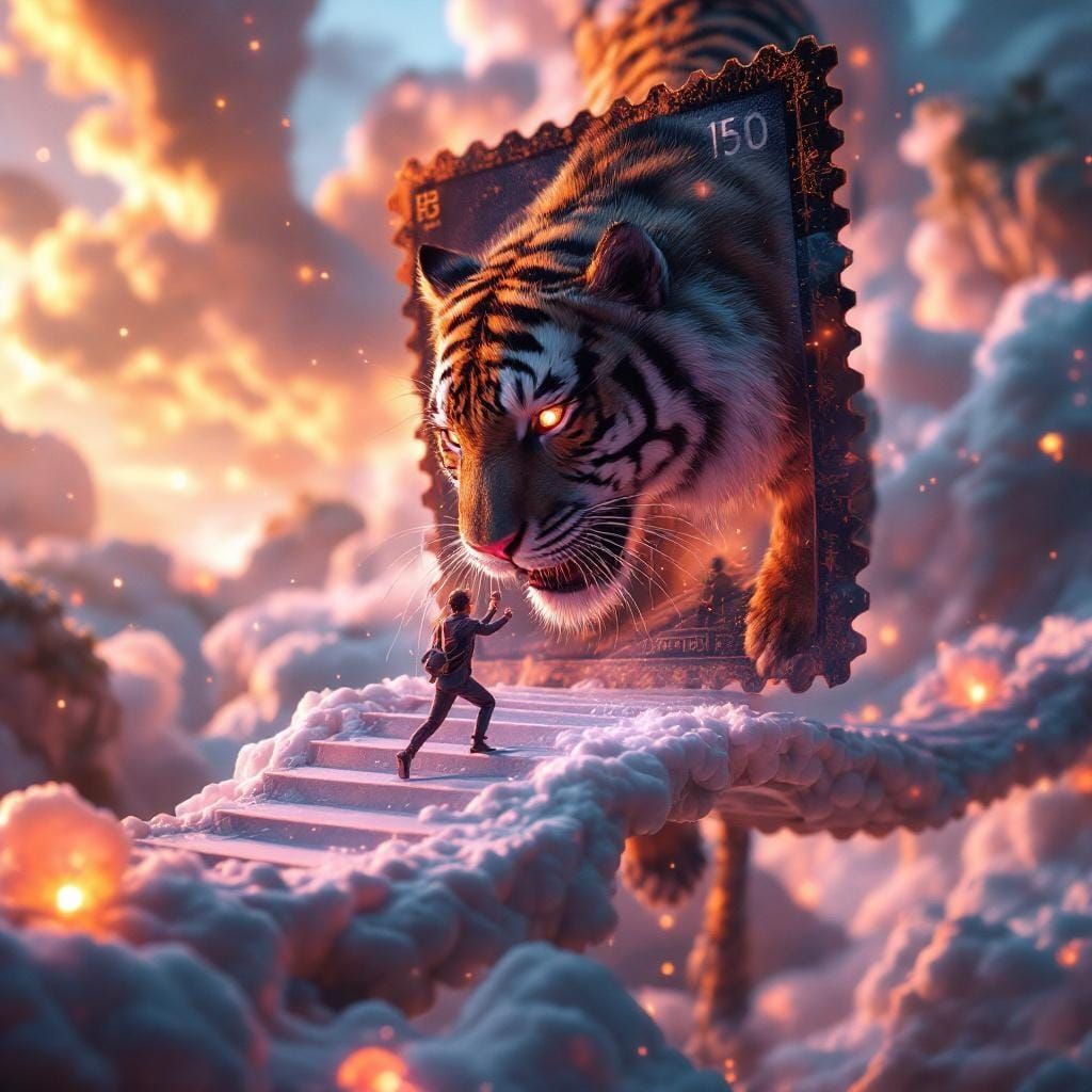 Surreal living postage stamp