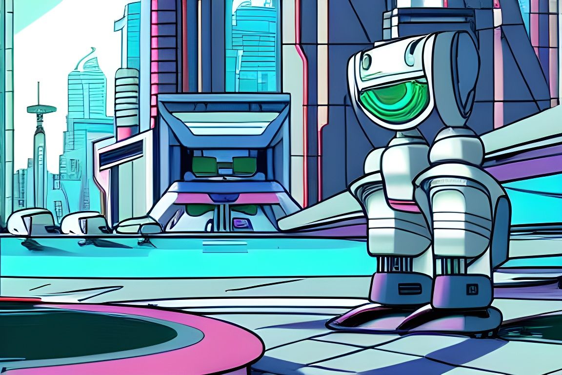 The Jetsons Robot in cyberpunk city