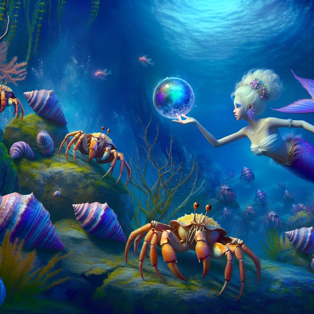 Mermaid with  hermit crabs