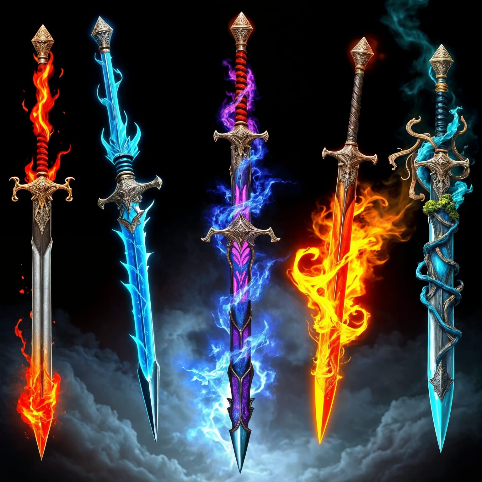 Elemental Swords  by @Arturo