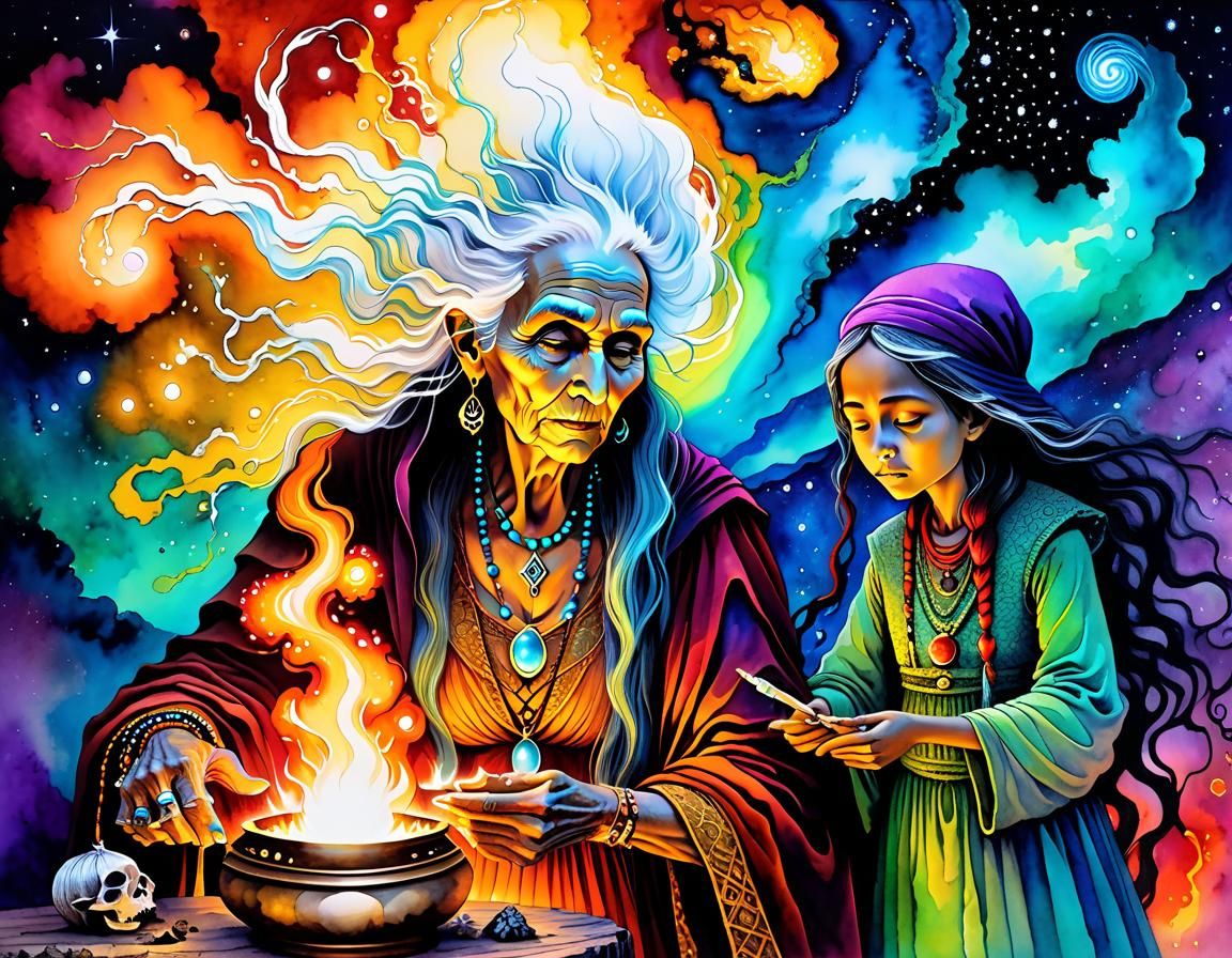 The Old Crone and Her Apprentice - AI Generated Artwork - NightCafe Creator