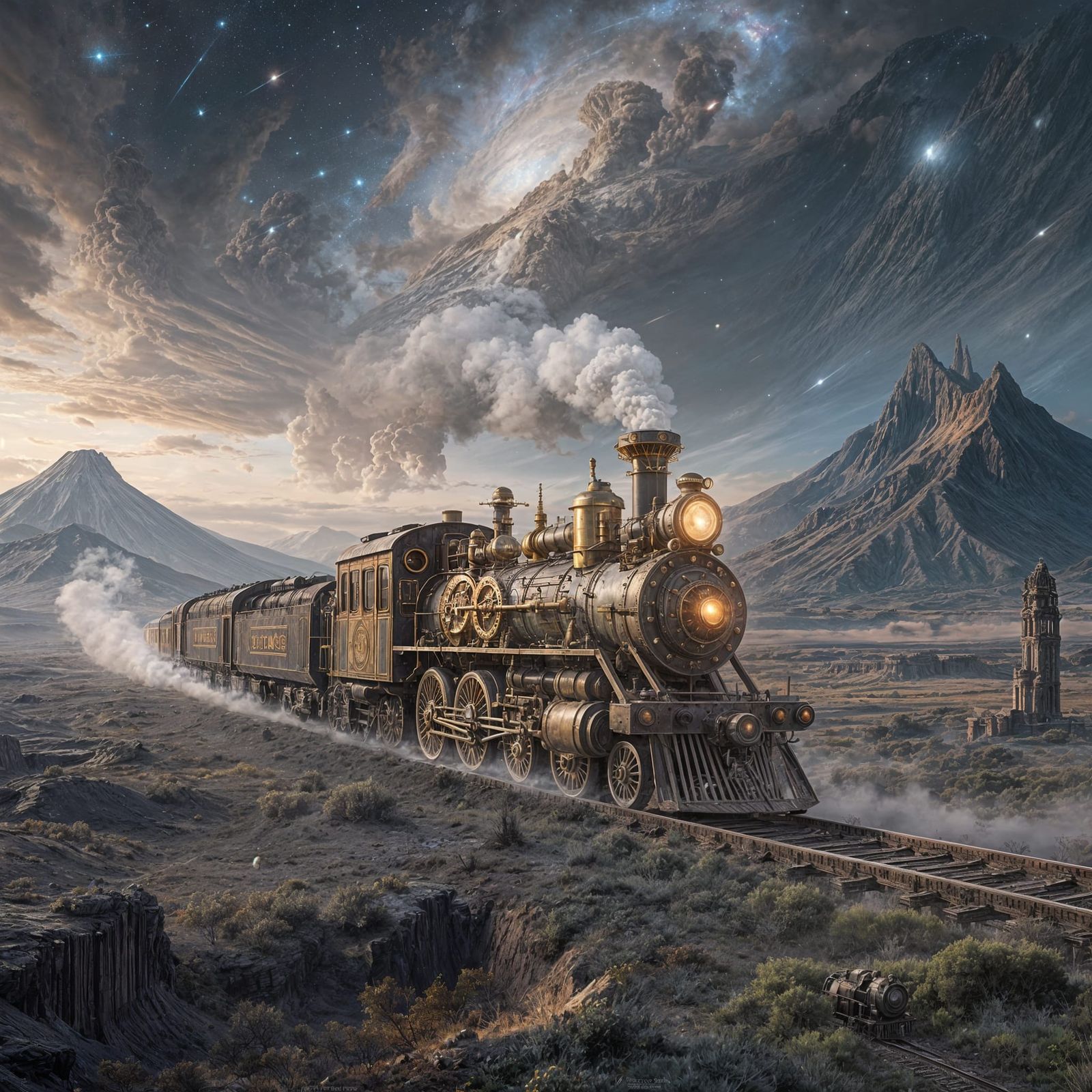 Steampunk train  by @Turasis