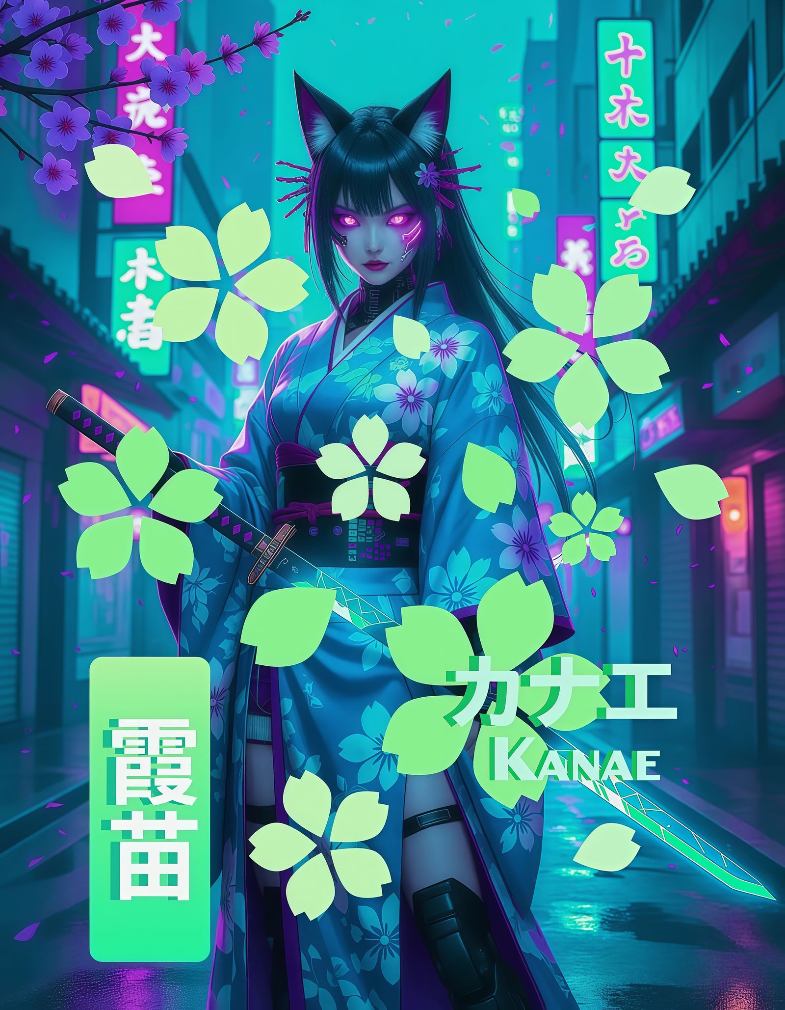 ☆ 東京サイバーパンク狐女・霞苗 ☆ #ReTouch