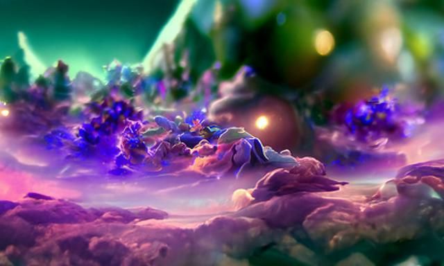 A purple and light green cosmic cloudy storm