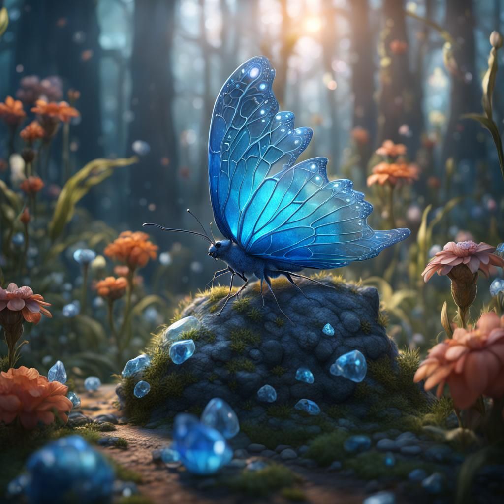 Blue crystal butterfly