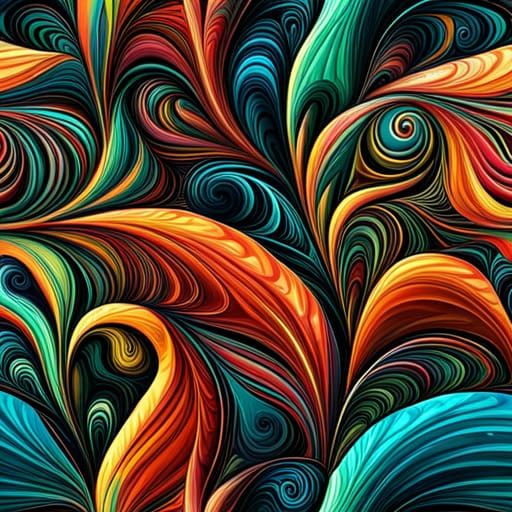 A floral seamless pattern abstract vector fractal, wave func...