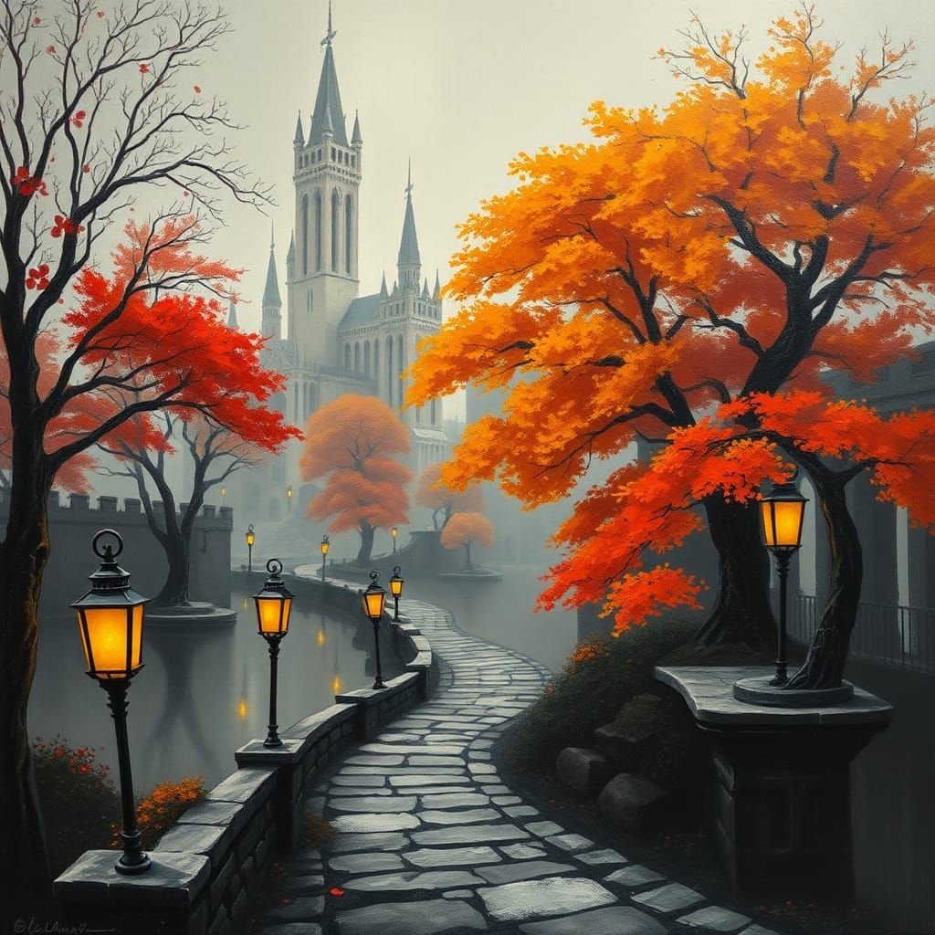 Castle in the fall  by @Arisiin