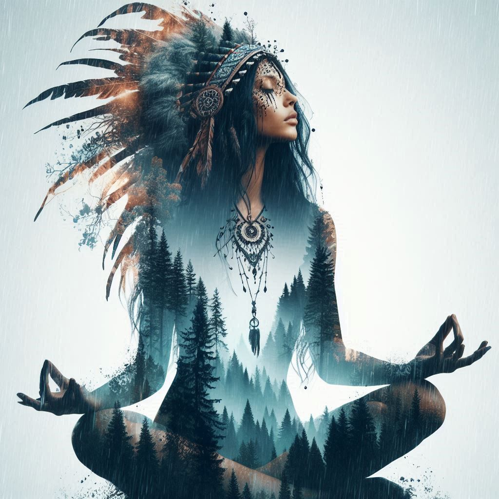 double exposure beautiful fantasy DALL-E 3 portrait landscape..