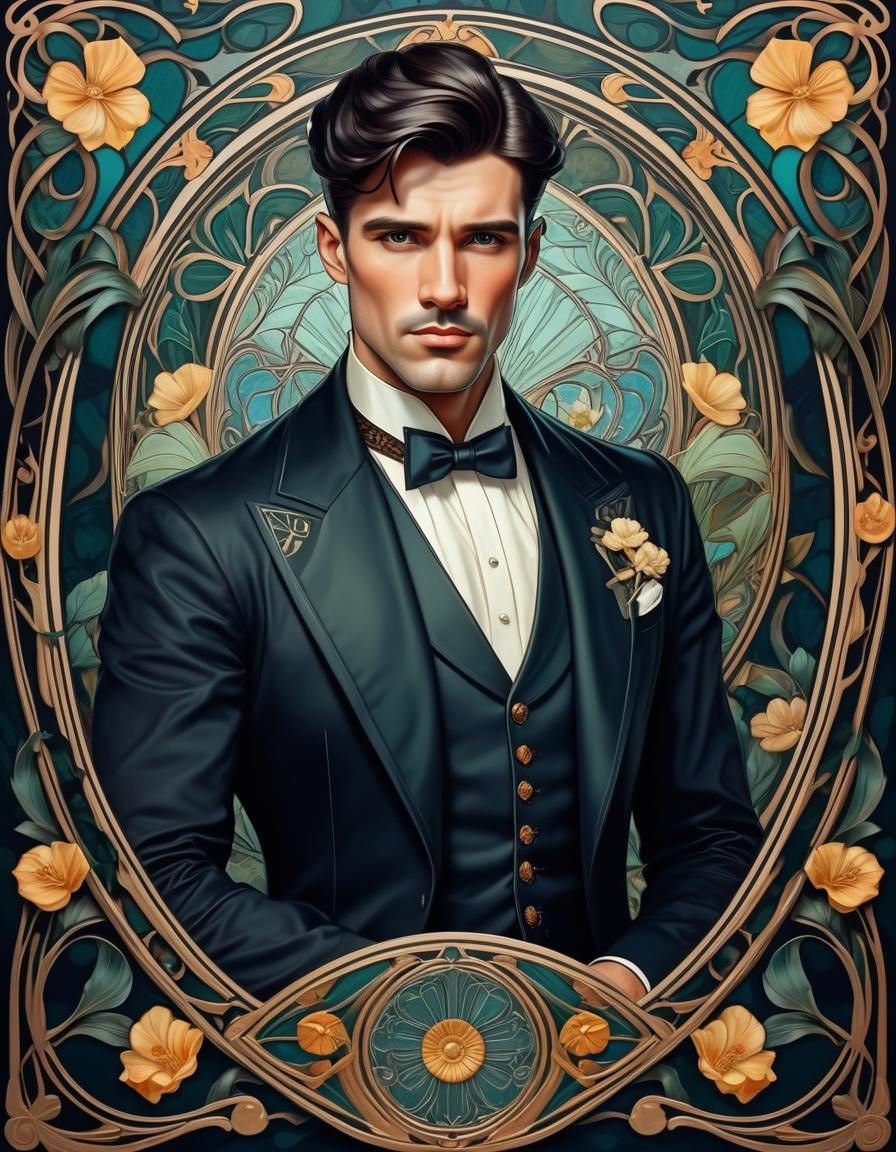 Portrait  man in Art Nouveau style