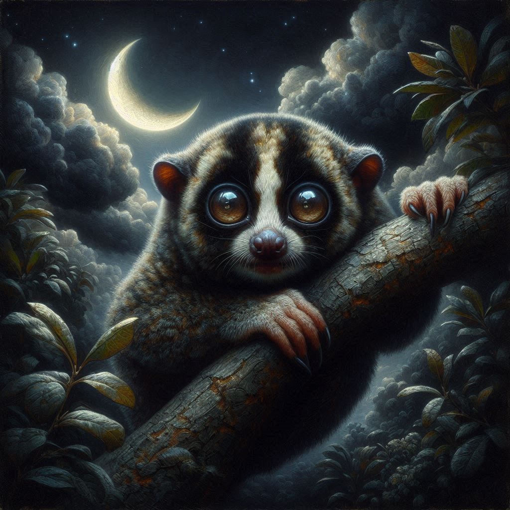Slow loris by moonlight